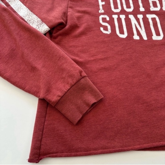 MODERN LUX Football Sundays Cropped Raw Hem Sweatshirt Maroon Women Size X-Small - Picture 4 of 9